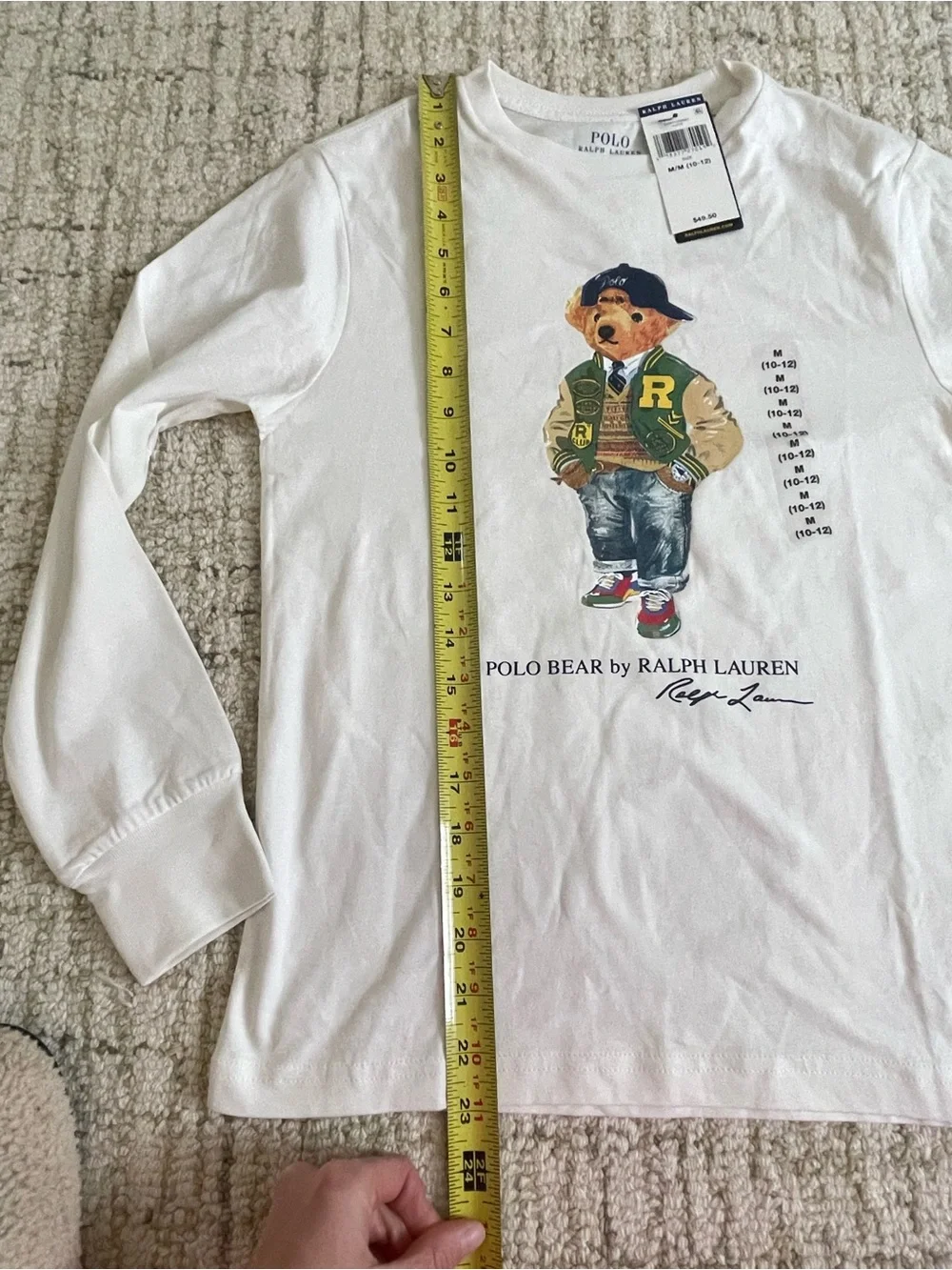 Ralph Lauren Boys Ivory Polo Bear Long Sleeve Top NWT